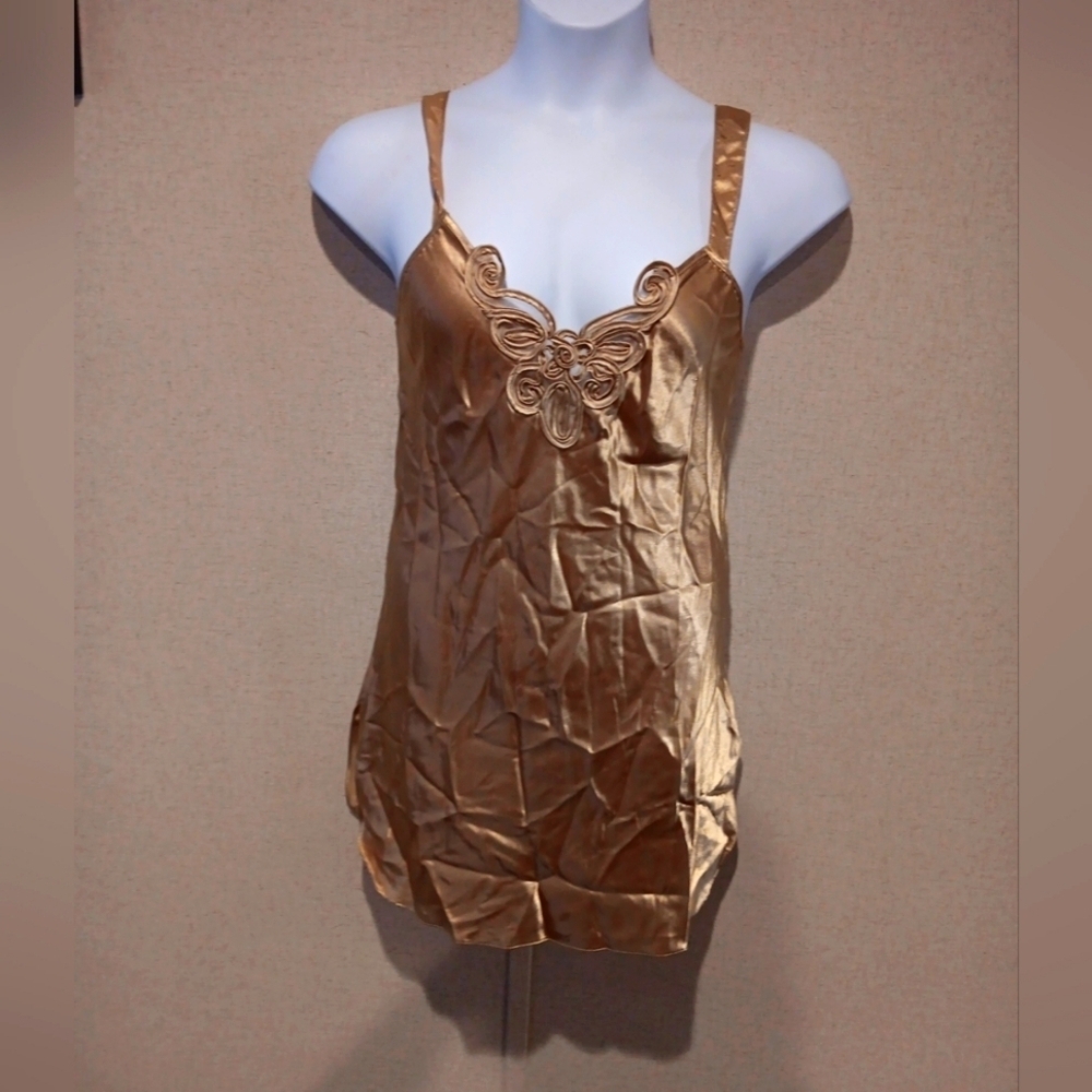 Vintage 90s California Dynasty Elegant Gold Women's Mini Dress Size S Or M